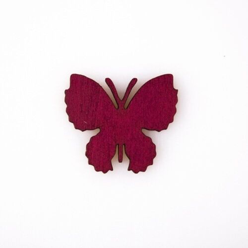 10pcs. painted wooden butterfly 4 x 3.5cm - Burgundy