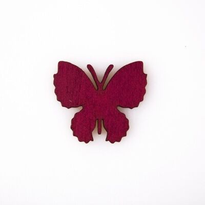 10 pièces. papillon en bois peint 4 x 3,5 cm - Bordeaux