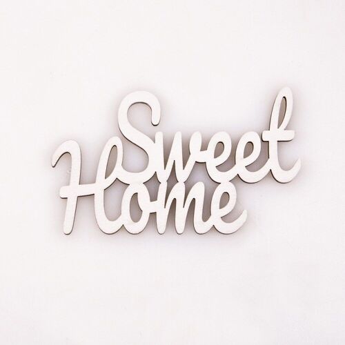3pcs. "Sweet Home" wooden inscription 10 x 6cm - White