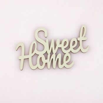 3 pièces. Inscription en bois "Sweet Home" 10 x 6cm - Vert