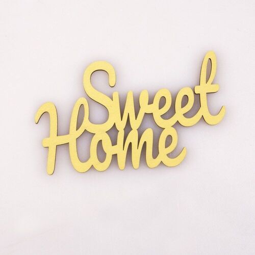 3pcs. "Sweet Home" wooden inscription 10 x 6cm - Yellow