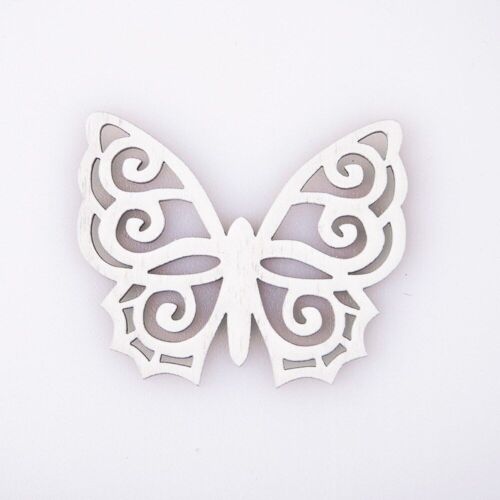 6pcs. painted wooden butterfly 5 x 6cm - White