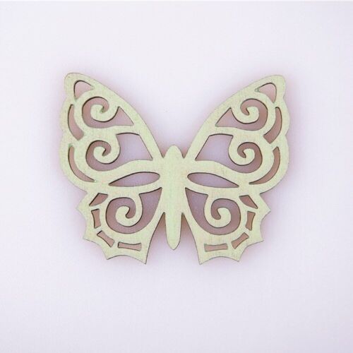 6pcs. painted wooden butterfly 5 x 6cm - Green