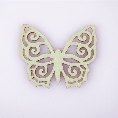 6 pezzi farfalla in legno dipinto 5 x 6 cm - Verde