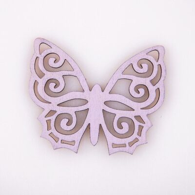 6 pièces. papillon en bois peint 5 x 6cm - Violet