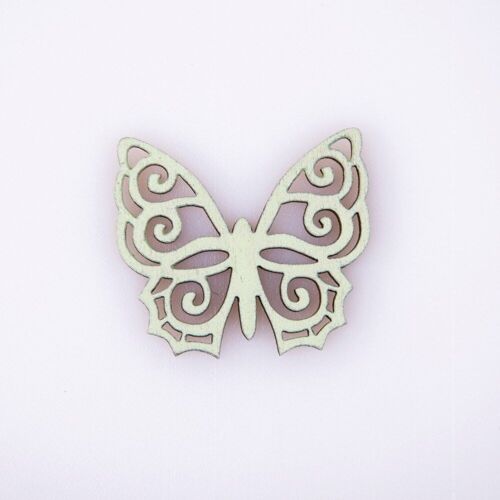 10pcs. painted wooden butterfly 4 x 4.5cm - Green