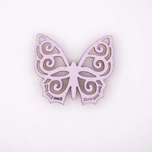 10pcs. painted wooden butterfly 4 x 4.5cm - Purple