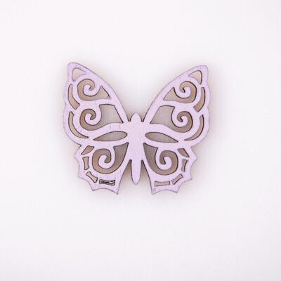 10 pièces. papillon en bois peint 4 x 4,5 cm - Violet