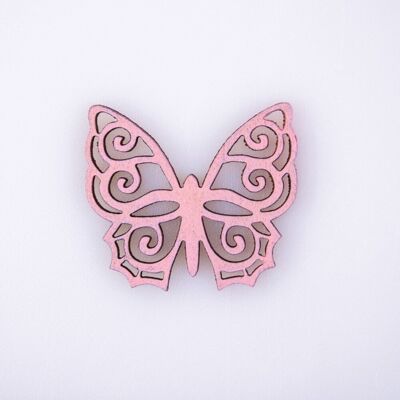 10 pezzi. farfalla in legno dipinto 4 x 4,5 cm - Rosa
