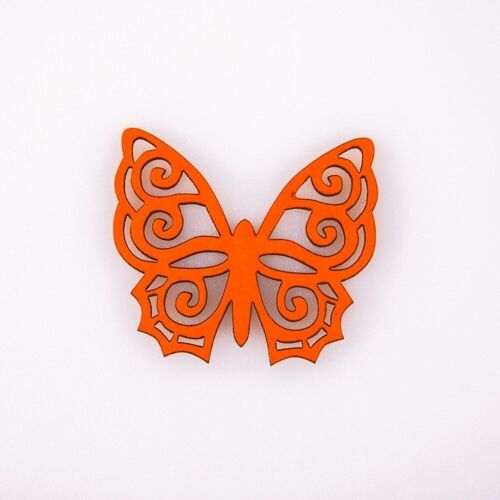 10pcs. painted wooden butterfly 4 x 4.5cm - Orange
