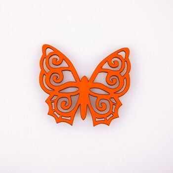 10 pièces. papillon en bois peint 4 x 4,5 cm - Orange