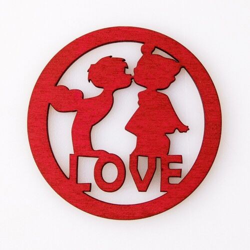 4pcs. laser cut "Love" ring 7cm - Red