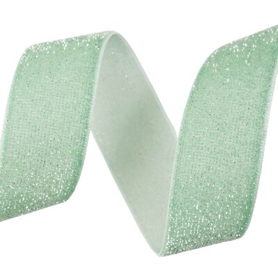Cinta de terciopelo brillante 25mm x 10m - Verde vintage