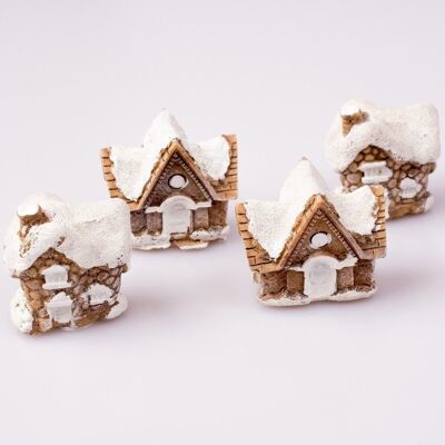 4pcs. Self-adhesive polirezin cottage, 4.4cm x 3.4cm