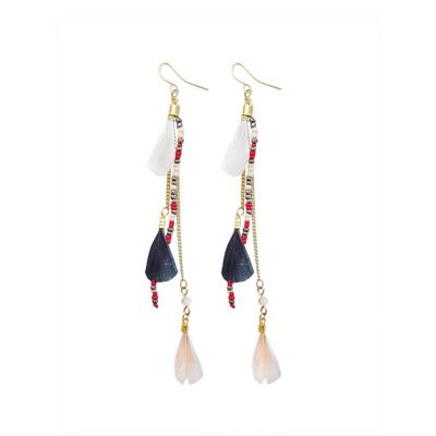 BRAMA FEATHER EARRING CORAL BLACK
