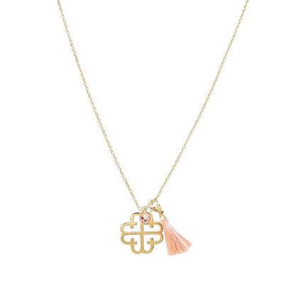 LOLA TASSEL NECKLACE GOLD PINK