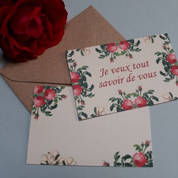 Coffret de 10 cartes COUP DE FOUDRE 
avec ses 10 enveloppes recyclées Roses 4