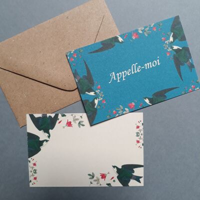 Box of 10 TOI & MOI cards with its 10 recycled envelopes Hirondelles