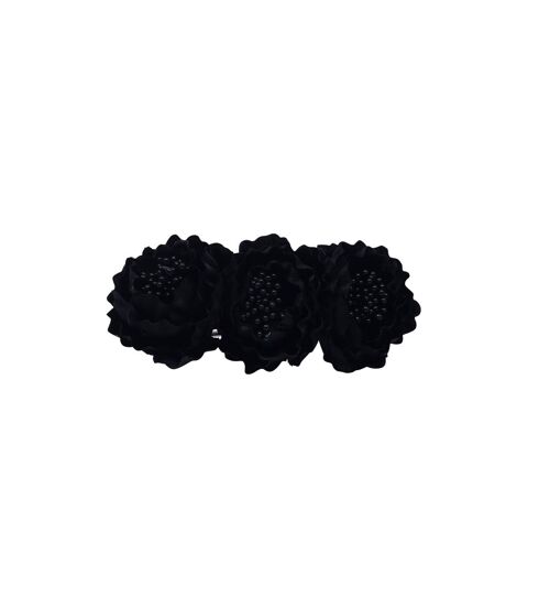 TRIPLE FLOWER BARETTE BLACK