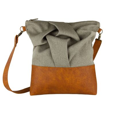 Sac à bandoulière bohème végétalien marron de taille moyenne avec détail origami