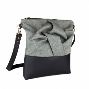 Sac à bandoulière en cuir vegan gris avec bandoulière réglable 2