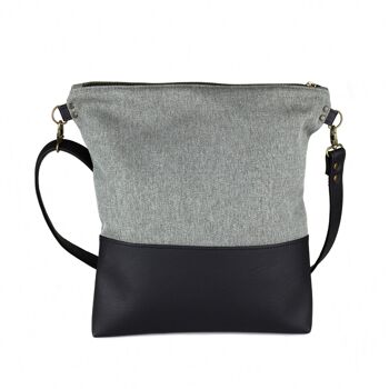 Sac à bandoulière en cuir vegan gris avec bandoulière réglable 3