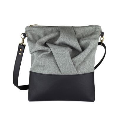 Sac à bandoulière en cuir vegan gris avec bandoulière réglable