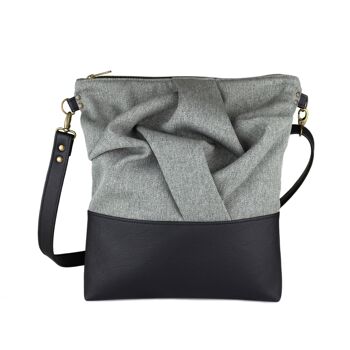 Sac à bandoulière en cuir vegan gris avec bandoulière réglable 1