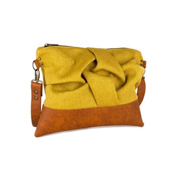 Sac à bandoulière en cuir vegan origami jaune, sac à bandoulière automne 2