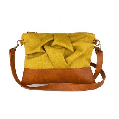 Yellow origami vegan leather crossbody bag, Fall shoulder bag