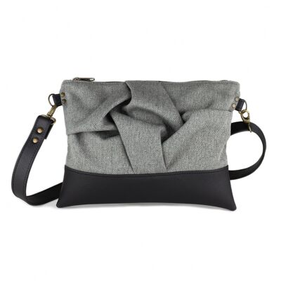 Sac à bandoulière en cuir vegan gris avec détail origami