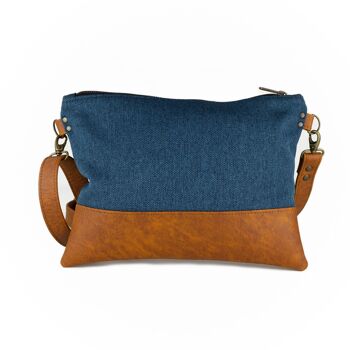 Sac à bandoulière boho vegan bleu avec bandoulière réglable 3