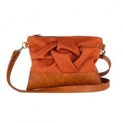 Sac à bandoulière en cuir végétalien orange brûlé, sac à bandoulière automne