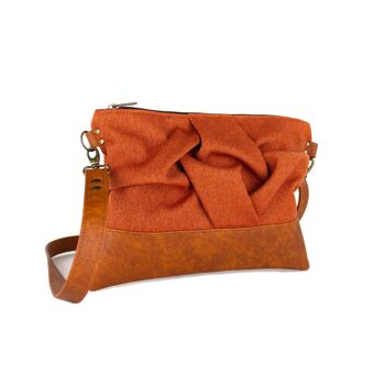 Sac à bandoulière en cuir végétalien orange brûlé, sac à bandoulière automne 2