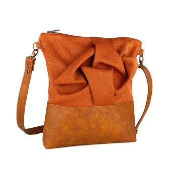 Sac à bandoulière bohème d'automne de taille moyenne orange brûlé avec détail origami plissé 2