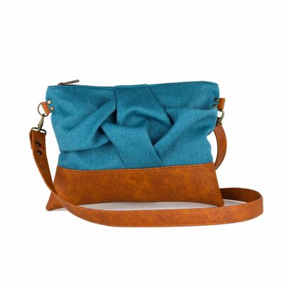 Blaugrüne Origami-Crossbody-Tasche aus veganem Leder, Boho-Umhängetasche