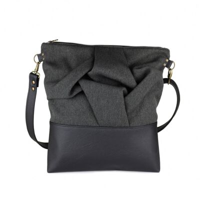 Bolso bandolera vegano vanguardista negro, bolso llamativo plisado Origami