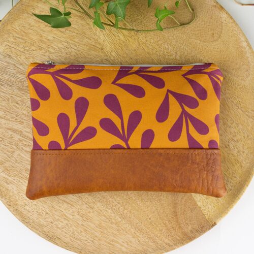 Marigold retro floral cosmetic bag, Cute makeup pouch