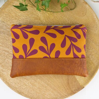 Marigold retro floral cosmetic bag, Cute makeup pouch