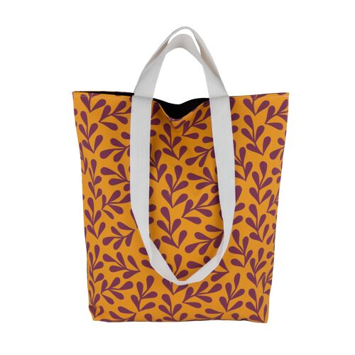 Large marigold orange reusable eco-friendly shopping tote bag with retro floral printLarge marigold orange reusable eco-friendly shopping tote bag with retro floral print, Gift for nature lovers, florists and plant moms