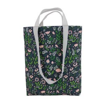 Sac fourre-tout réutilisable noir avec imprimé floral rétro, cadeau pour les amoureux des fleurs, fleuristes, jardiniers, amoureux de la nature 1