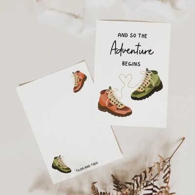 Cartolina da matrimonio "scarpe da trekking"