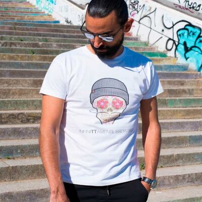 Camiseta hombre blanca calavera Hat