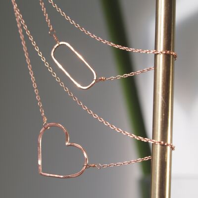 Pendentif Coeur Rose Gold Filled, votre choix de longueur, long pendentif collier coeur ou collier coeur choker