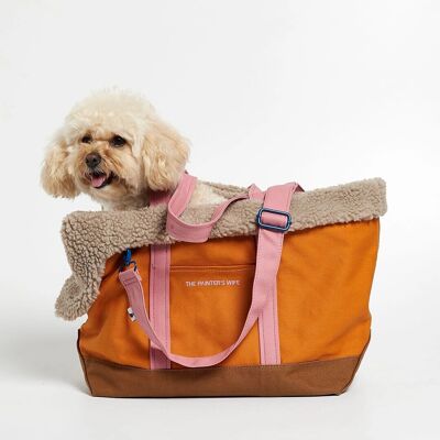 Sangle de sac de transport pour chien en toile de coton rose Constantin