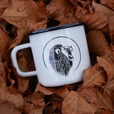 Camp tableware enamel mug lion