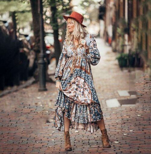 Dames maxi jurk | bohemian | vintage style | diverse maten