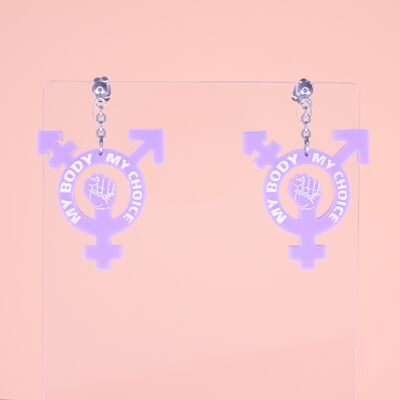 Earrings - My Body My Choice Transgender - Small - Stainless steel chain color silver