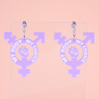 Earrings - My Body My Choice Transgender - Big - Stainless steel chain color silver