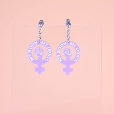 Earrings - My Body My Choice - Small - Stainless steel chain color silver